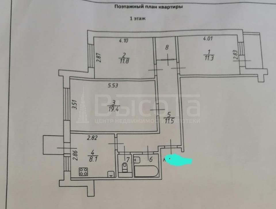 Фото 3 комнатная квартира 71 м2 этаж 1/9: 18