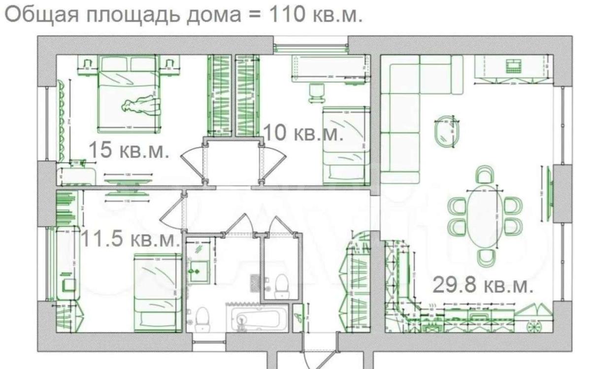 Фото 1-этажный дом 120 м2: 4