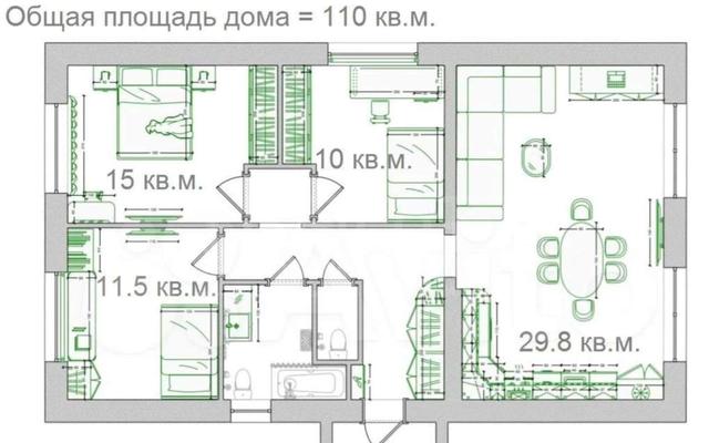 Фото 1-этажный дом 120 м2: 4