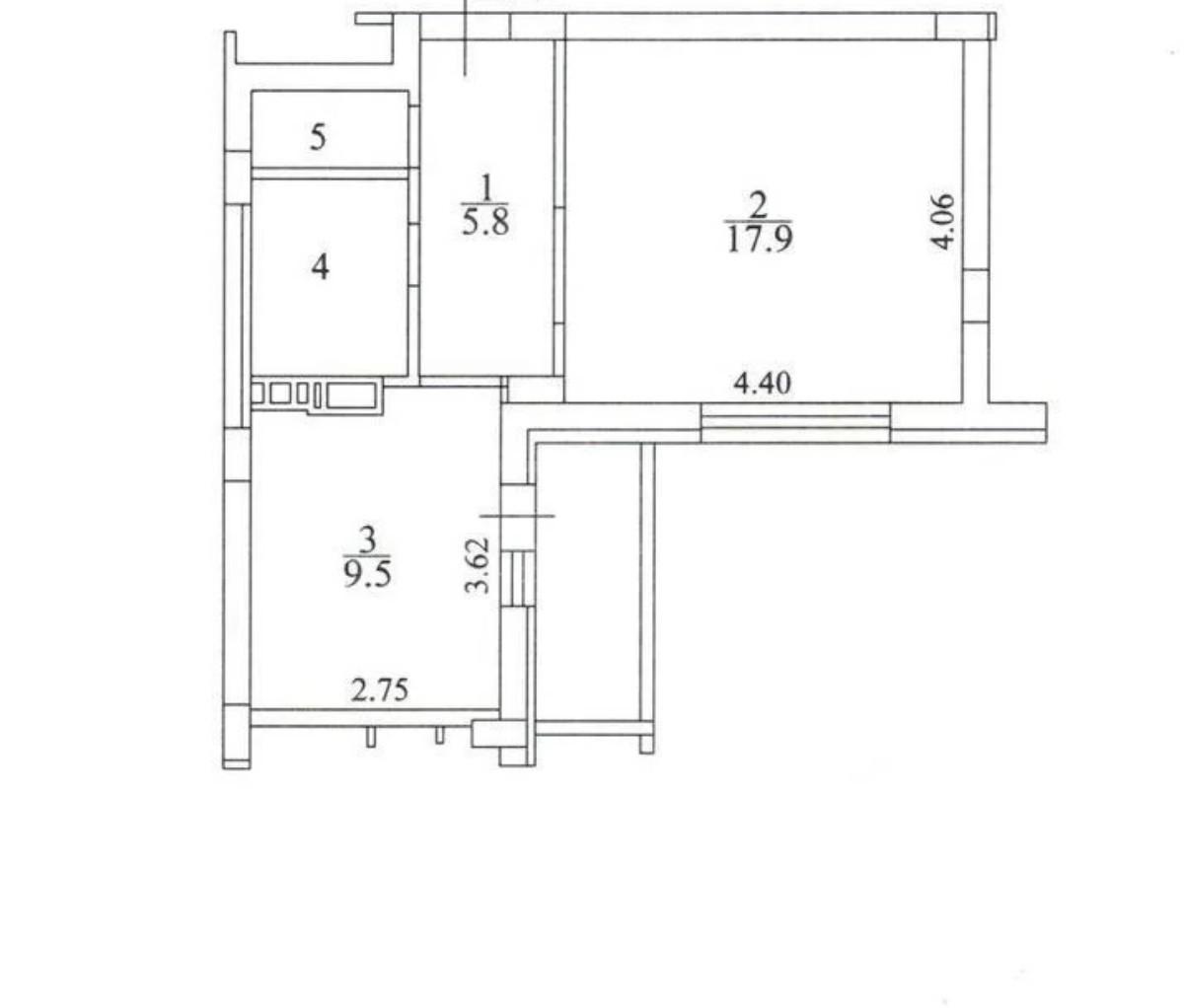 Фото 1 комнатная квартира 38.8 м2 этаж 17/18: 2