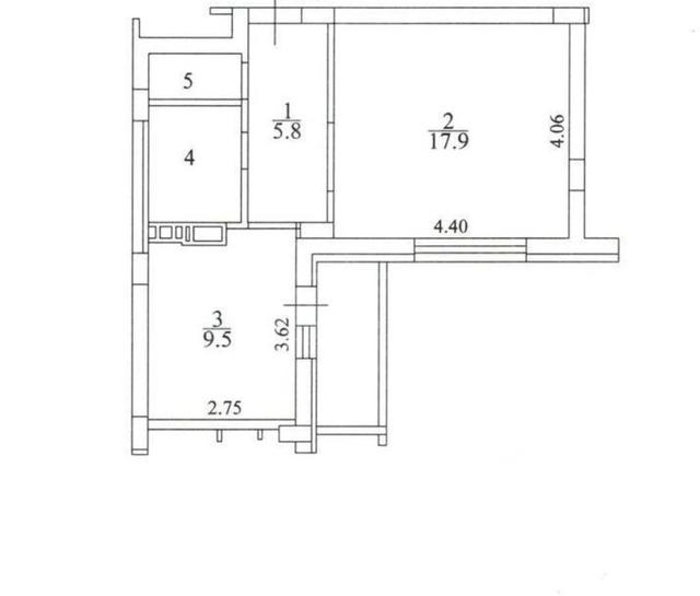 Фото 1 комнатная квартира 38.8 м2 этаж 17/18: 2