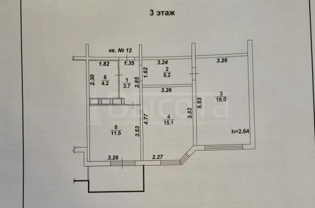 Фото 2 комнатная квартира 58 м2 этаж 3/15: 1
