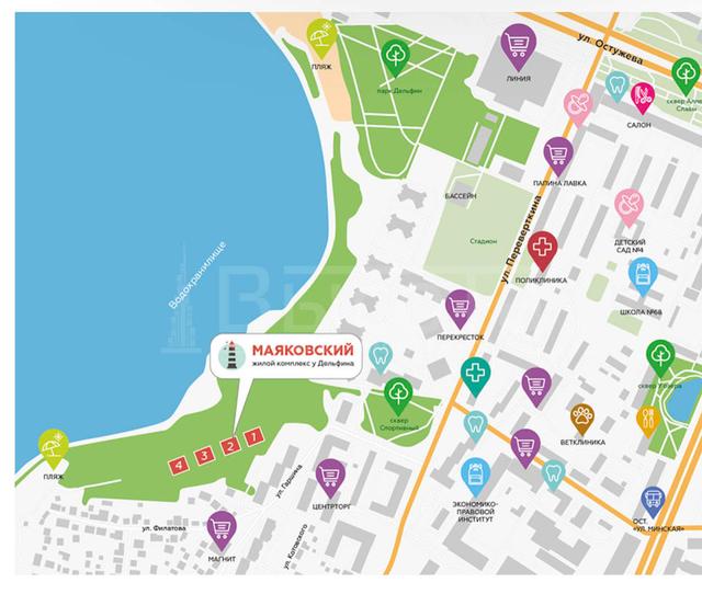 Фото 2 комнатная квартира 71.6 м2 этаж 7/21 в новостройке в ЖК «Маяковский»: 2